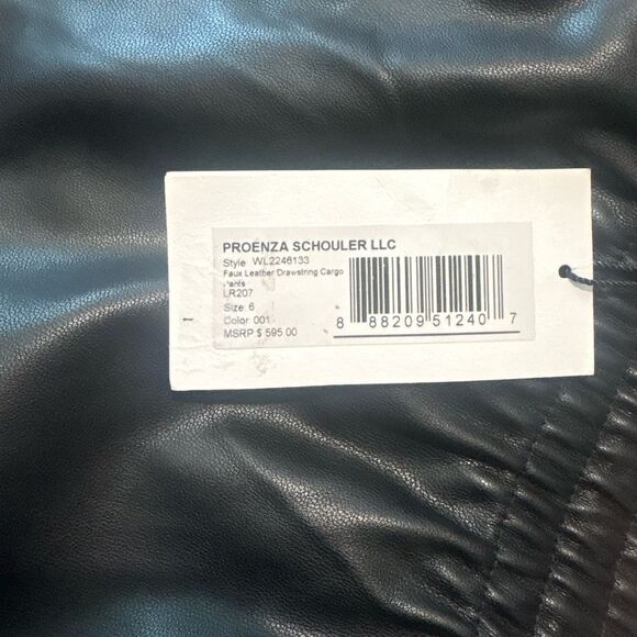 Proenza Schouler Womens Black Faux Leather Seamed Straight Leg Pants NWT - Picture 4 of 4